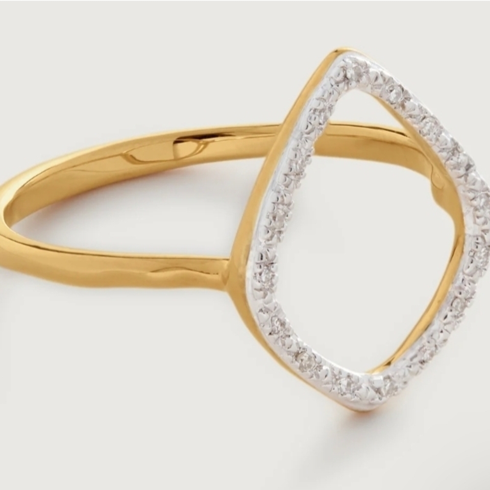 Monica Vinader Gold and Silver Riva Kite Diamond Ring.  # 300 - Picture 3 of 14